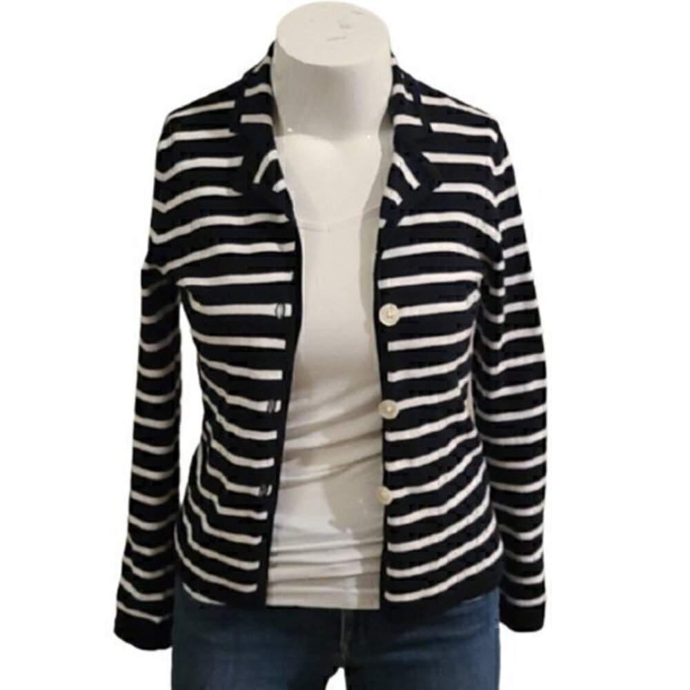 [Chaps] Striped 3 Button Down Sweater - Size M